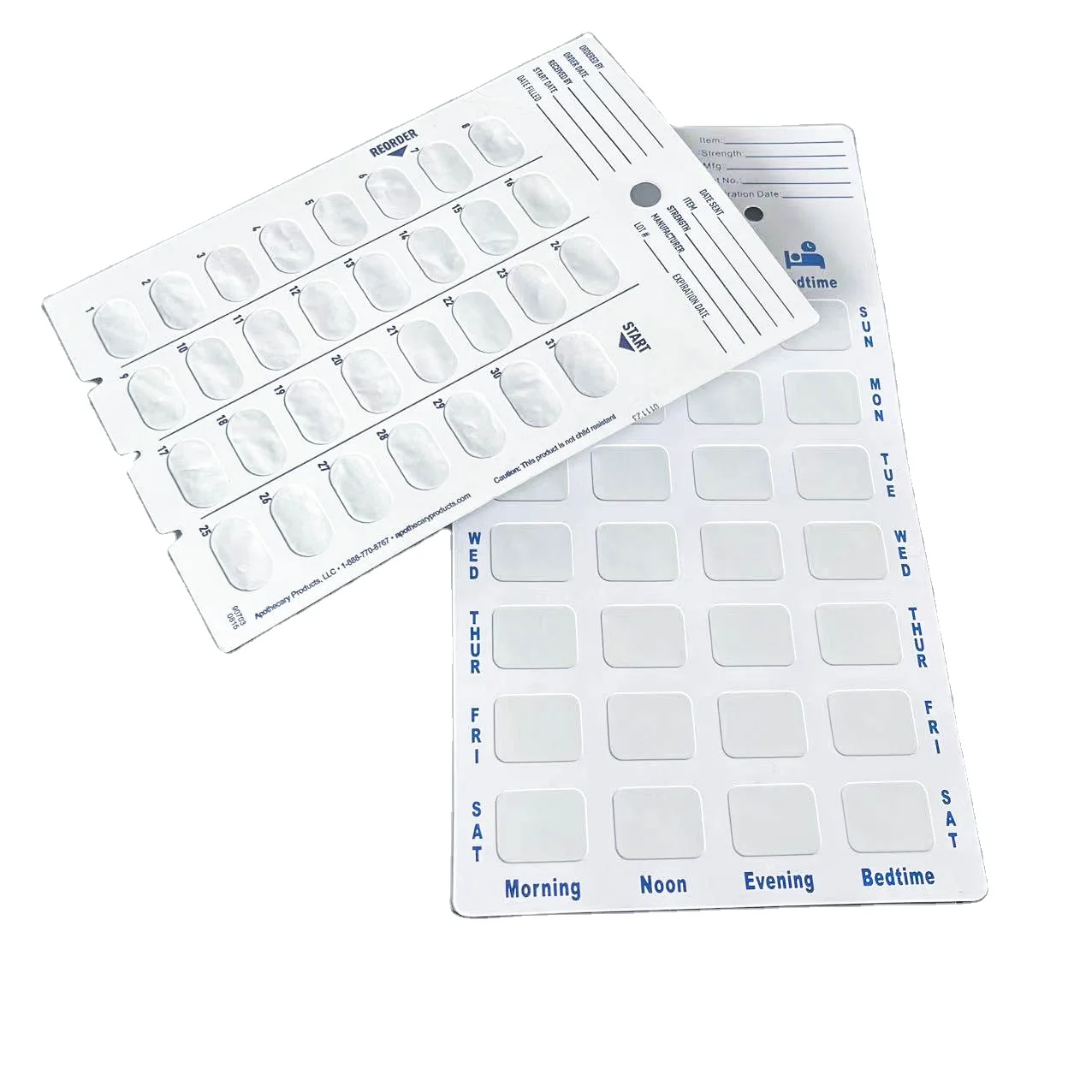 Customized Clear 7 Days Weekly Medication Pack Tray Capsules Pill Plastic Blister Packaging Tray Manufacturer