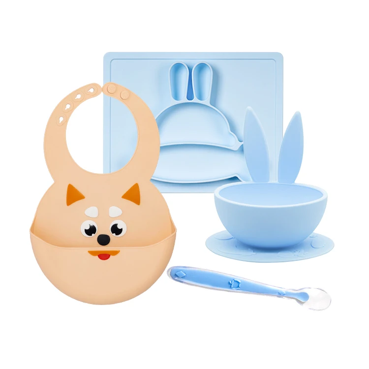 BPA Free Silicone Baby Placemat Bowl Bib Spoon Set Baby Products Custom Logo Other Baby Feeding Supplies