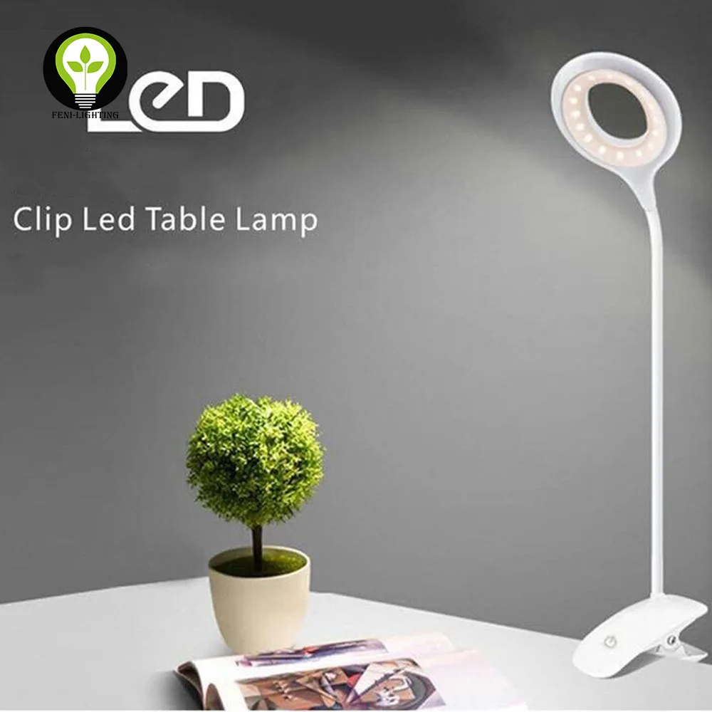 3-step dimming and 3 CCT dimming Eye-caring Clip Reading Lamp, Flexible Unshadowed Touch Switch LED Clip Desk Lamp
