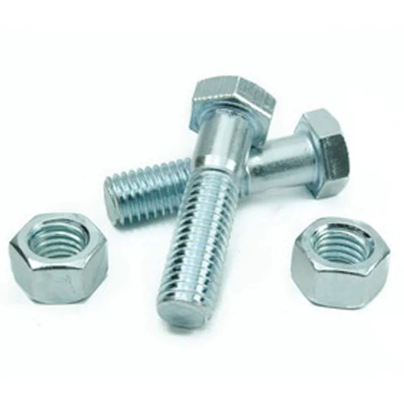 4.8 8.8 10.9 12.9 Grade M6 M7 M8 Blue and White Zinc Plated Carbon Steel Galvanized Heavy Hex Head Half Thread Bolts and Nut