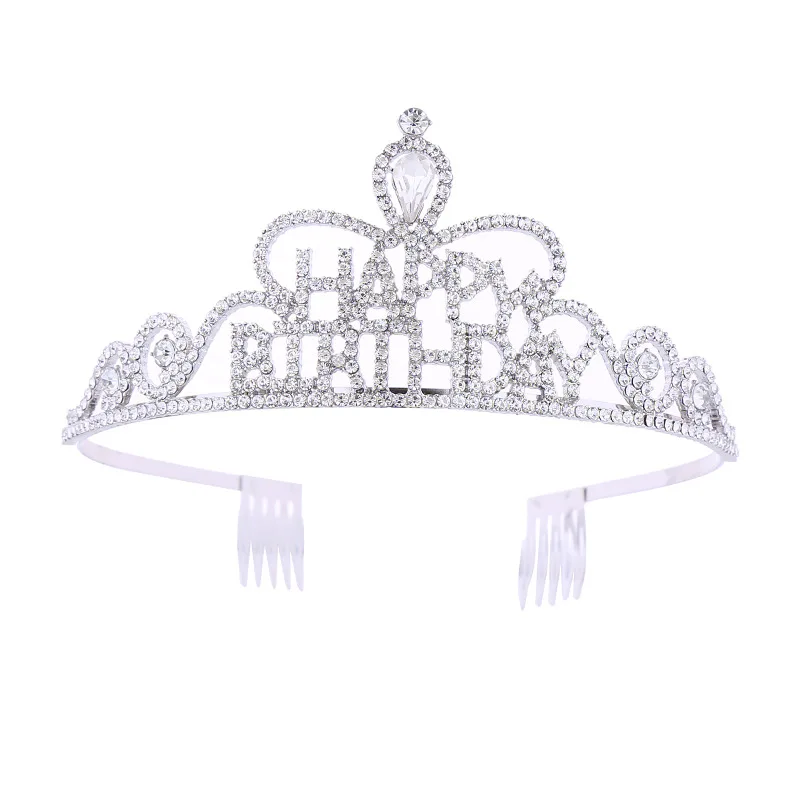 Cross-border Bridal Crown Headwear Birthday Party Headband Wedding Wedding Dress Crown Alloy Rhinestone Non-slip Comb Headband