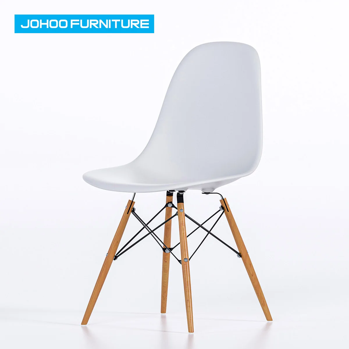 JOHOOFURNITURE Scandinavian Minimalist Dining Plastic Chair Home Wooden Leg Chair Colorful Optional Waiting Chair Home Furniture