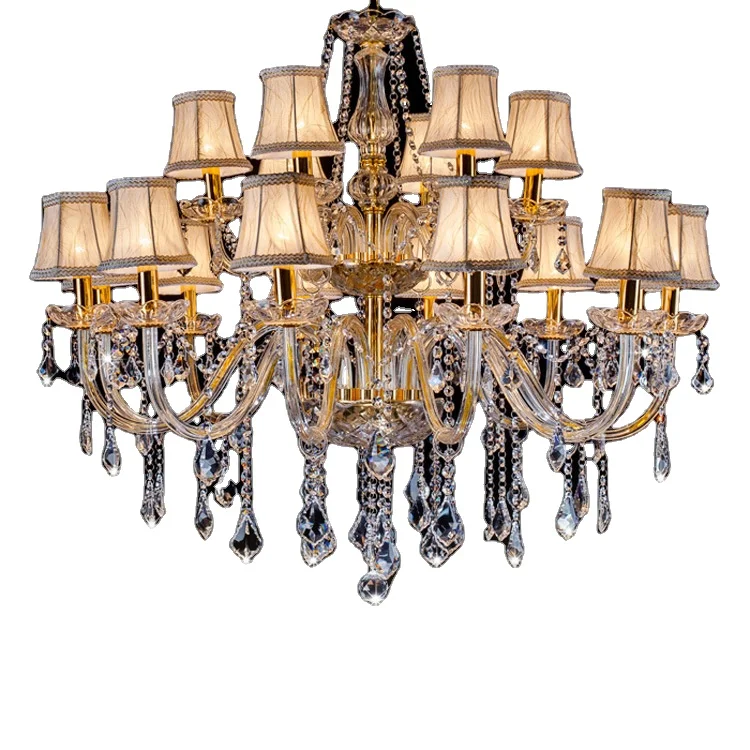 Classic indoor modern hotel lobby amber Luxury amber K9 crystal chandelier pendant lighting made in China zhongshan factory