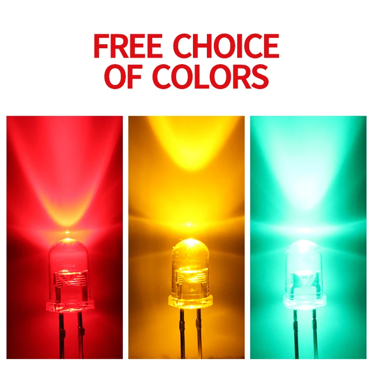 Directly Inserted F5/5mm Round Short Foot Transparent LED Beads Red Yellow Green Traffic High Light Lamp DIP LED