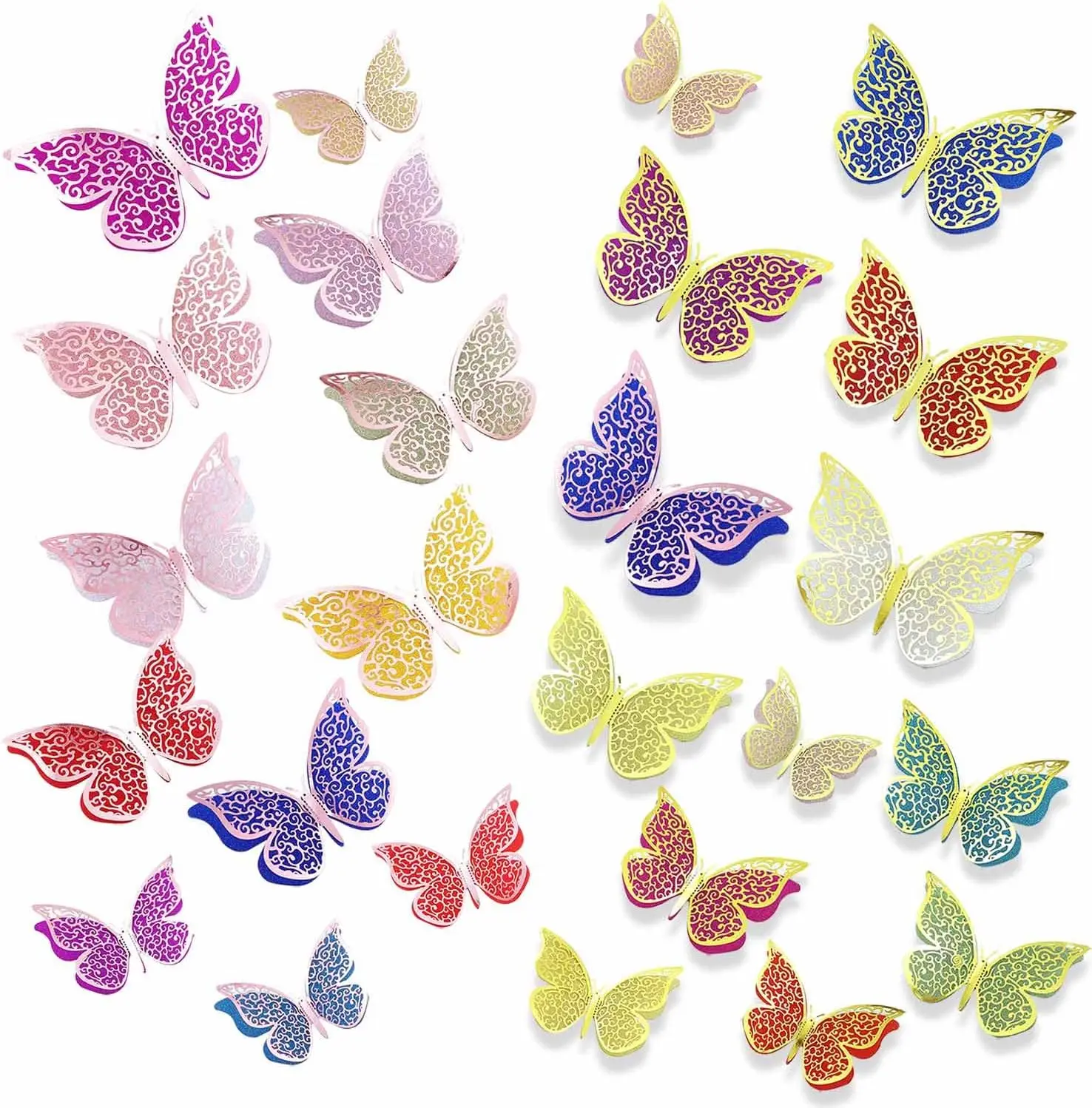 12 Pcs 3D Butterfly Wall Decor Butterfly Decorations Double Layers Wall Stickers for Party Baby Show Wedding Room Decorations