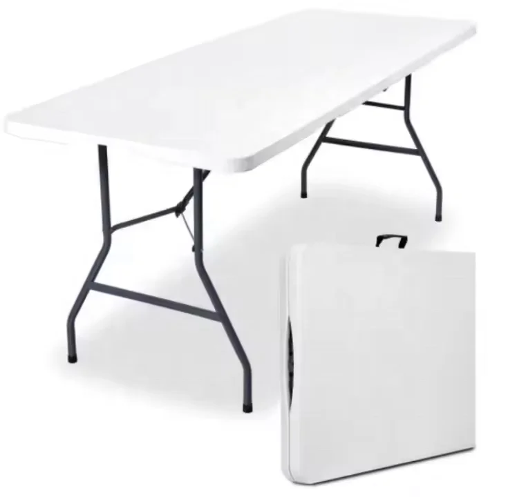 Multifunctional rectangle folding Furniture table white HDPE Camping cheap plastic portable fold up table for parties