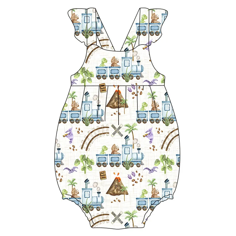 Custom Print Organic Viscose  Bamboo Fabric Baby Pajamas Newborn Baby Romper Infant Toddler Girls Ruffle Zipper Sleeper Clothes