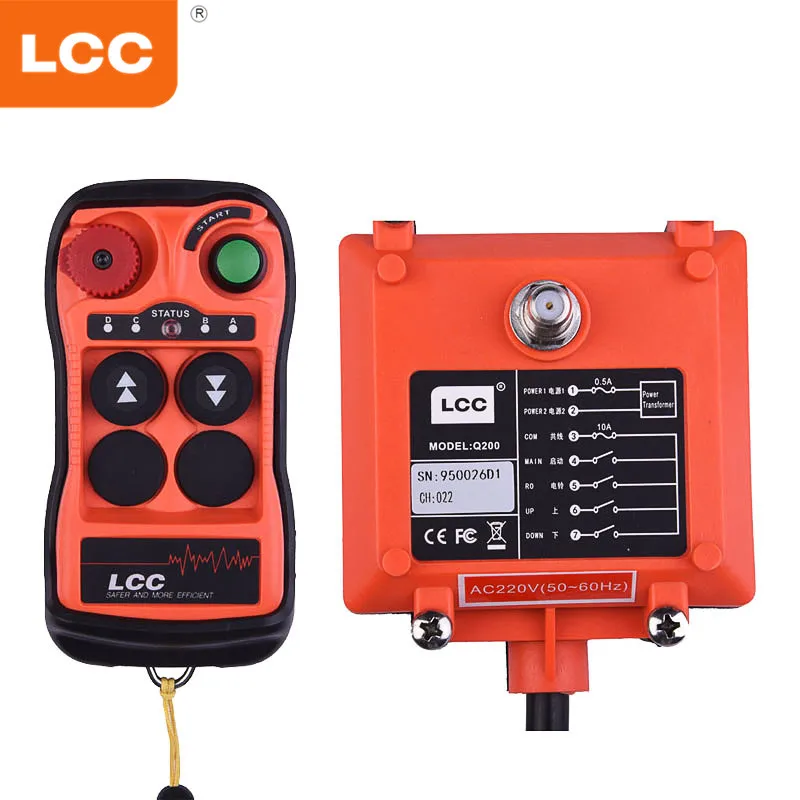 Lcc Q202 waterproof rc transmitter receiver electric hoist crane radio wireless remote control system switch