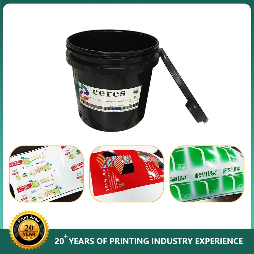 
2020 uv varnish YY-687-U low odor 98% concentration uv glossy varnish for uv coating machine 20kg/barrel 