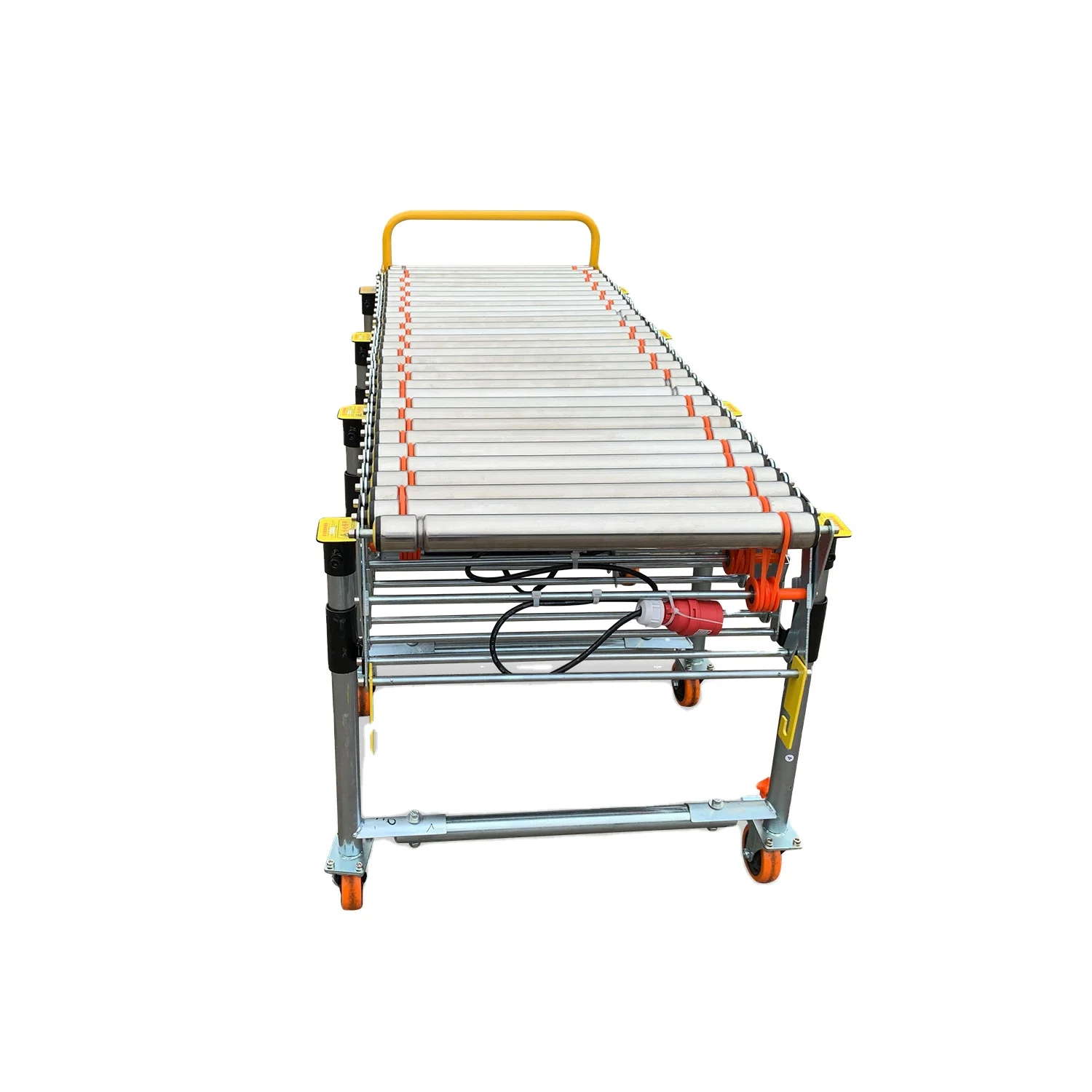 Customized flexible roller conveyor durable loading unloading box with power o belt running 360 degree rotation