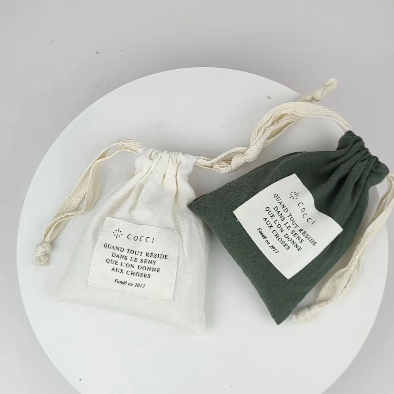 Accept Print Logo Cotton Bag Gift Packaging Dust Proof Favor Natural Soft Cotton Drawstring Bag