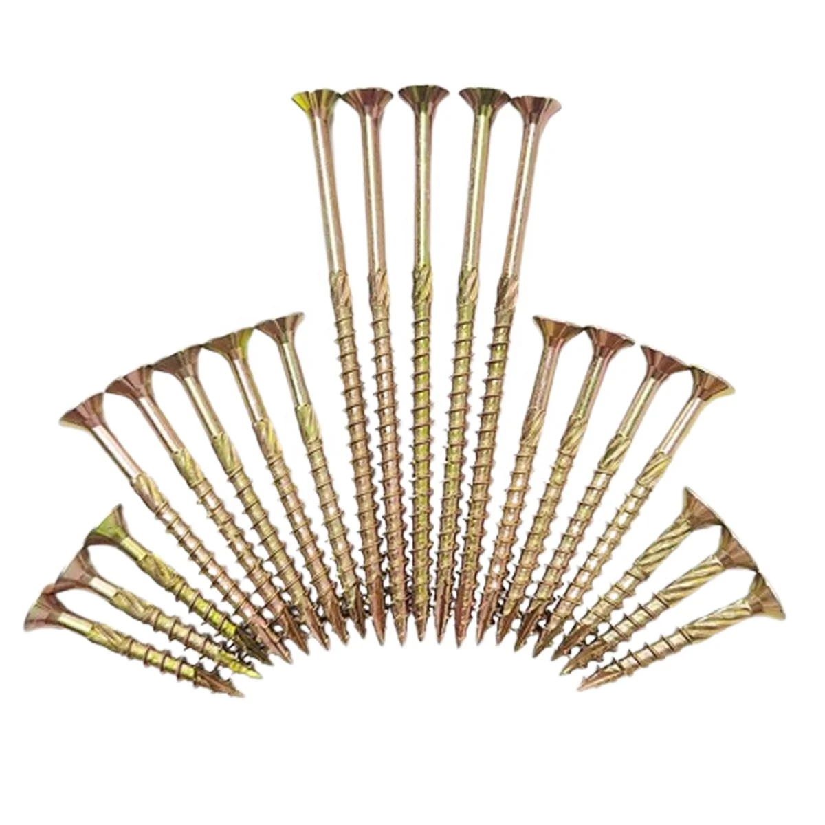 Hot Sale Zinc Plated Silvery Yellow Double Countersunk Torx Round Chipboard Construction Wood Screw With Knur