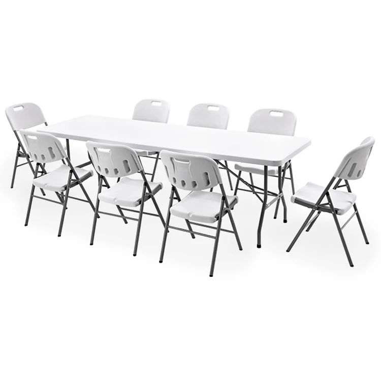 
8FT HDPE Blew Molding Outdoor Picnic Camping Plastic Folding Tables 