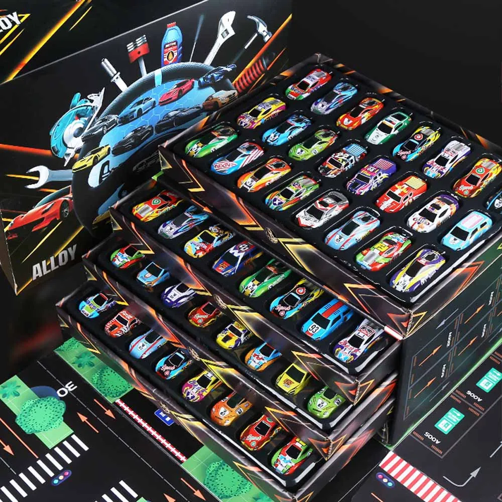 Pack Pull Back Cars 96 pcs Vehicles Car Toys Container Carrier Truck Die Cast METAL ALLOY Toy Cars Set