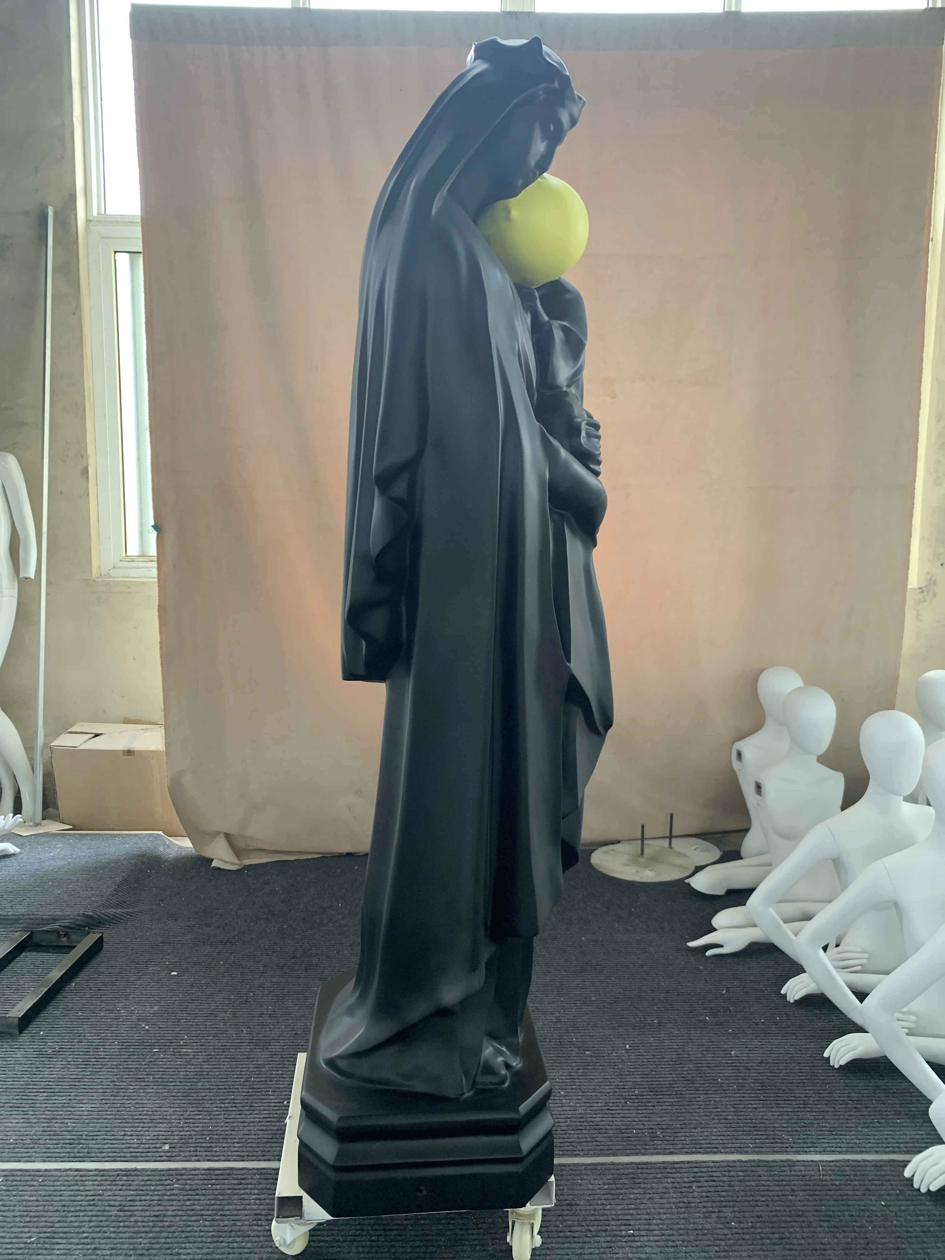 Large Outdoor Black Virgin Mary Statue  Maria Fiberglass Religious Sculpture
