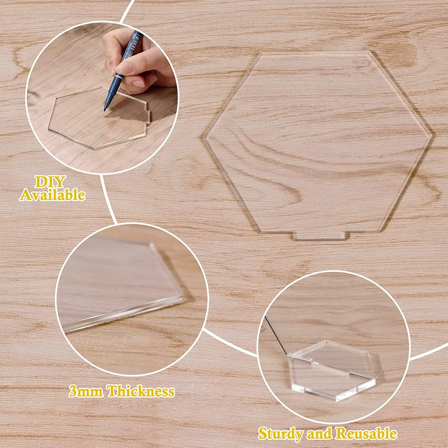 Wedding Reception Table Decorations Blank Acrylic Sign Hexagonal Table Numbers Acrylic wedding Numbers with Stands