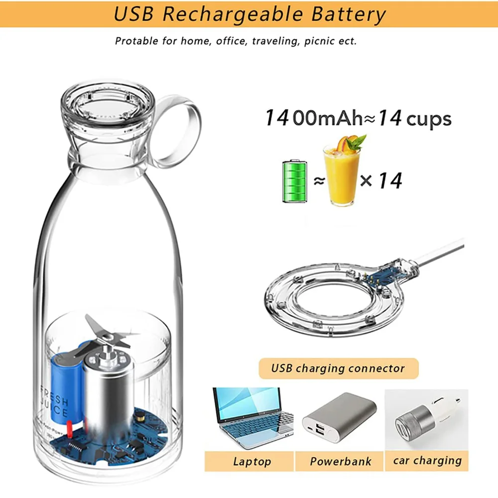 Wholesale Best Price 350ml Personal Powerful Automatic Electric Juicer Mixer Portable Fresh Juice Mini Blender