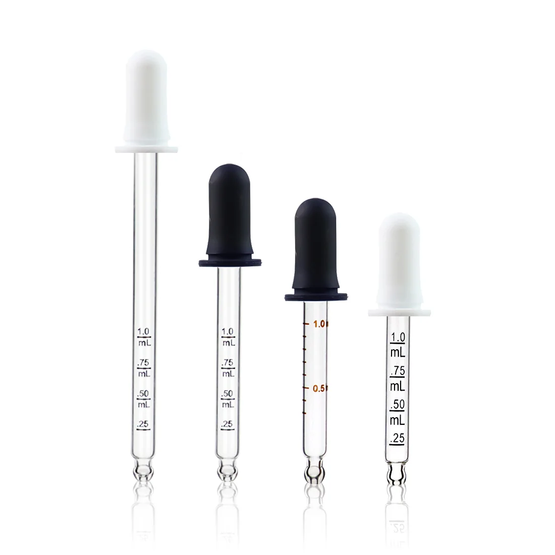 Droppers Clear Liquid Medicine Eye Dropper with Bulb Tip Silicone and glass Pipettes