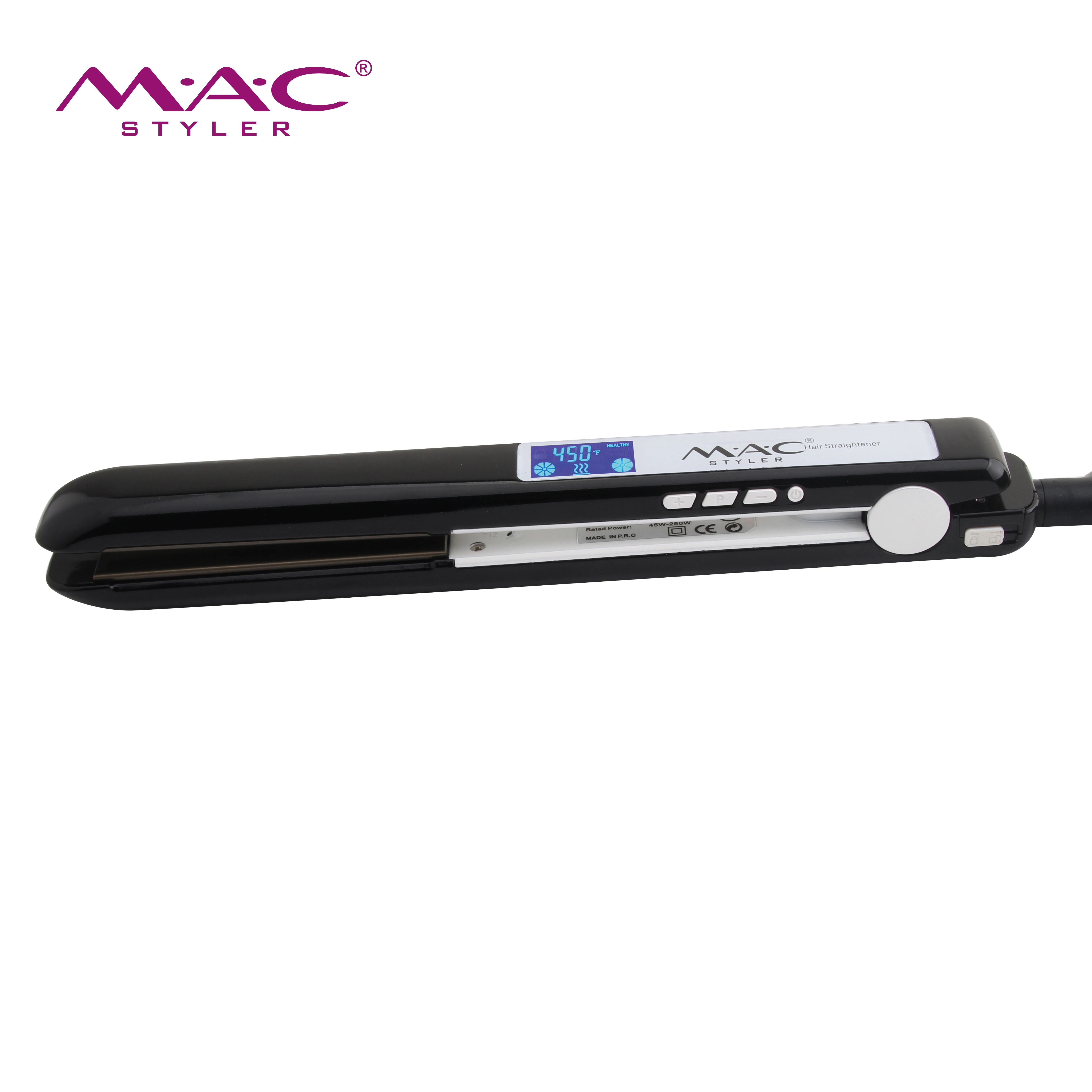 Amazing High-tech Salon Powerful LCD Display Digital Controls Titanium Flat Iron Grey Hair Straightener