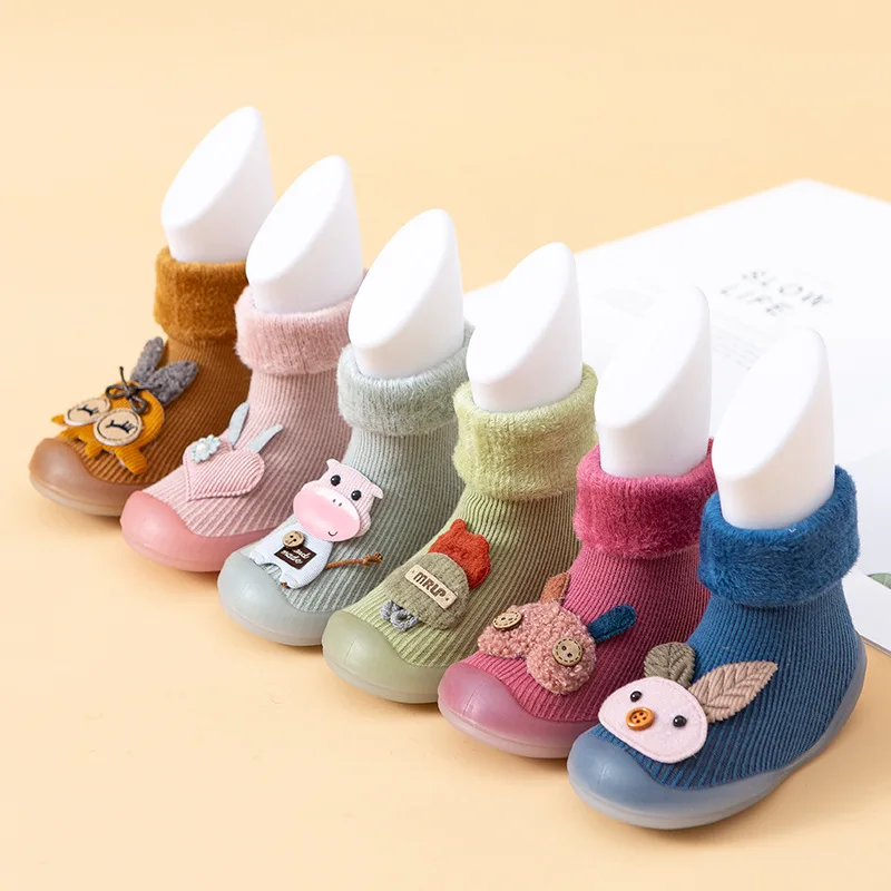 Funny 3d animal terry rubber sole bottom baby child shoes socks