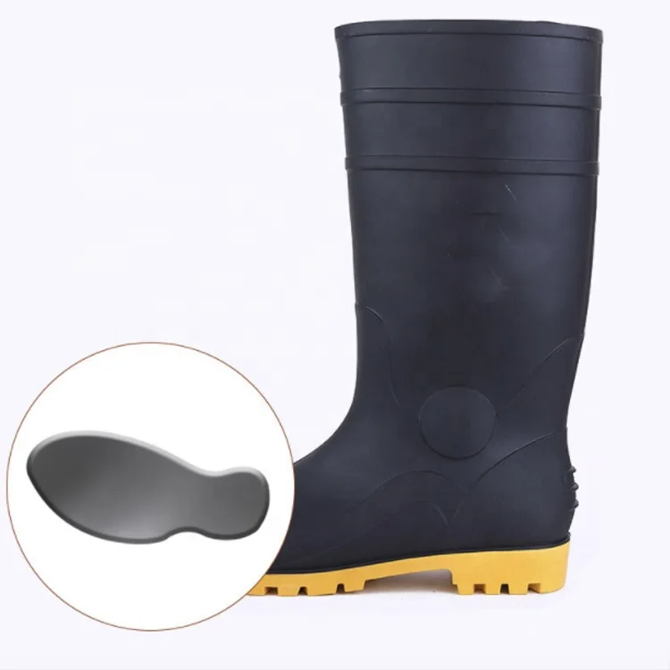 Steel Toe Durable PVC Wellington Polyester S5  Resistant Safety Work Rain Boots