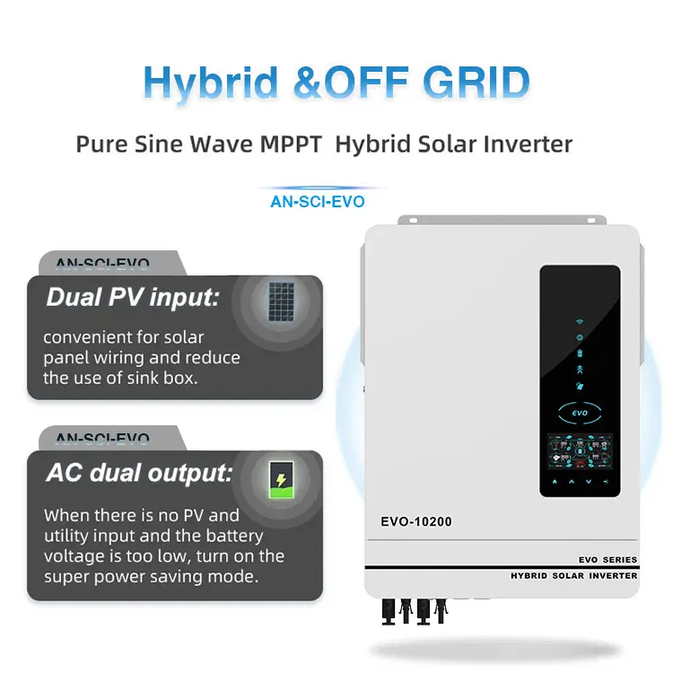 Anern 6.2KW 10.2KW string solar power bank inverter for solar system