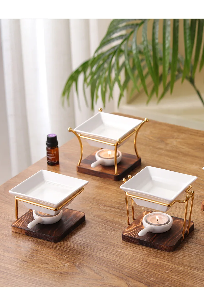 Aroma Oil Burner Geometric Ceramic Essential Oil Candle Holder Wax Melting Burner Heater Melter Fragrance
