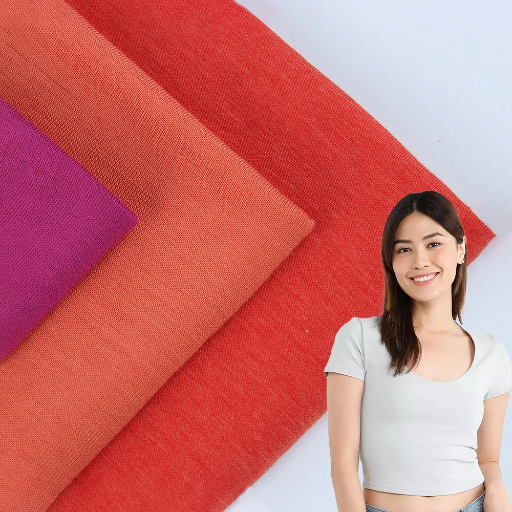 Supplier 50s 140GSM Lenzing Lyocell 68% Tencel 28% Combed Cotton 5% Spandex Blend Jersey Fabric For T-shirt Underwear Clothing