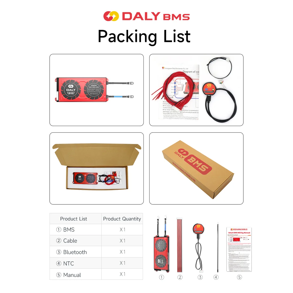 Daly Smart LFP BMS Energy Storage System Lithium Lifepo4 Battery Pack 15S 16S 48v 120A 150A 200A Management System BMS