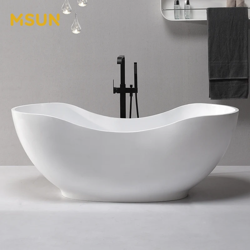 MSUN B070 Freestanding round design Bathtub Matte Bathroom Bathtubs Solid Surface Stone Bath tub