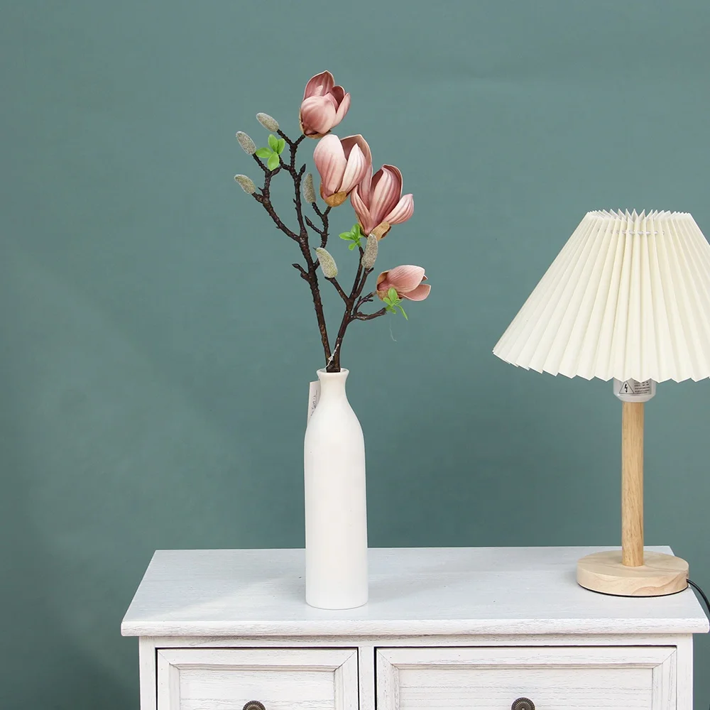 Newly Design Pastel Brown Magnolia Flowers Artificial Silk Flower Arrangement For Restaurant Hotel Cafe Wedding Event