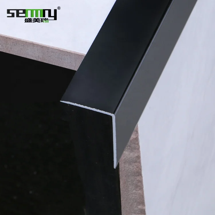 L50x50mm 90 degree angle brushed black metal l shape marble aluminum corner tile edge trim