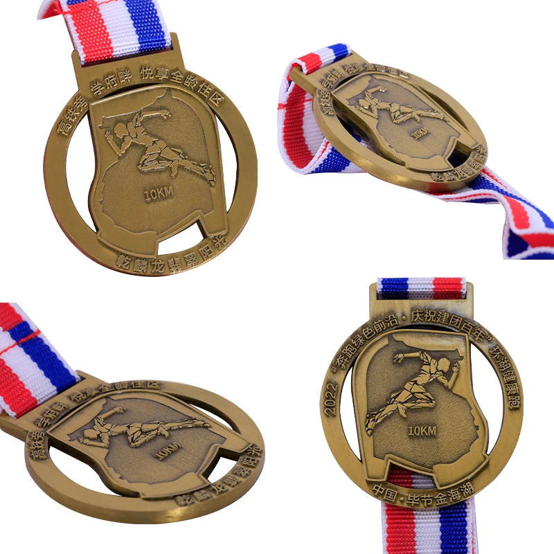 Custom Gold Silver Metal Award Running Sport Badge Honor Logo Metal Commemorative Medals