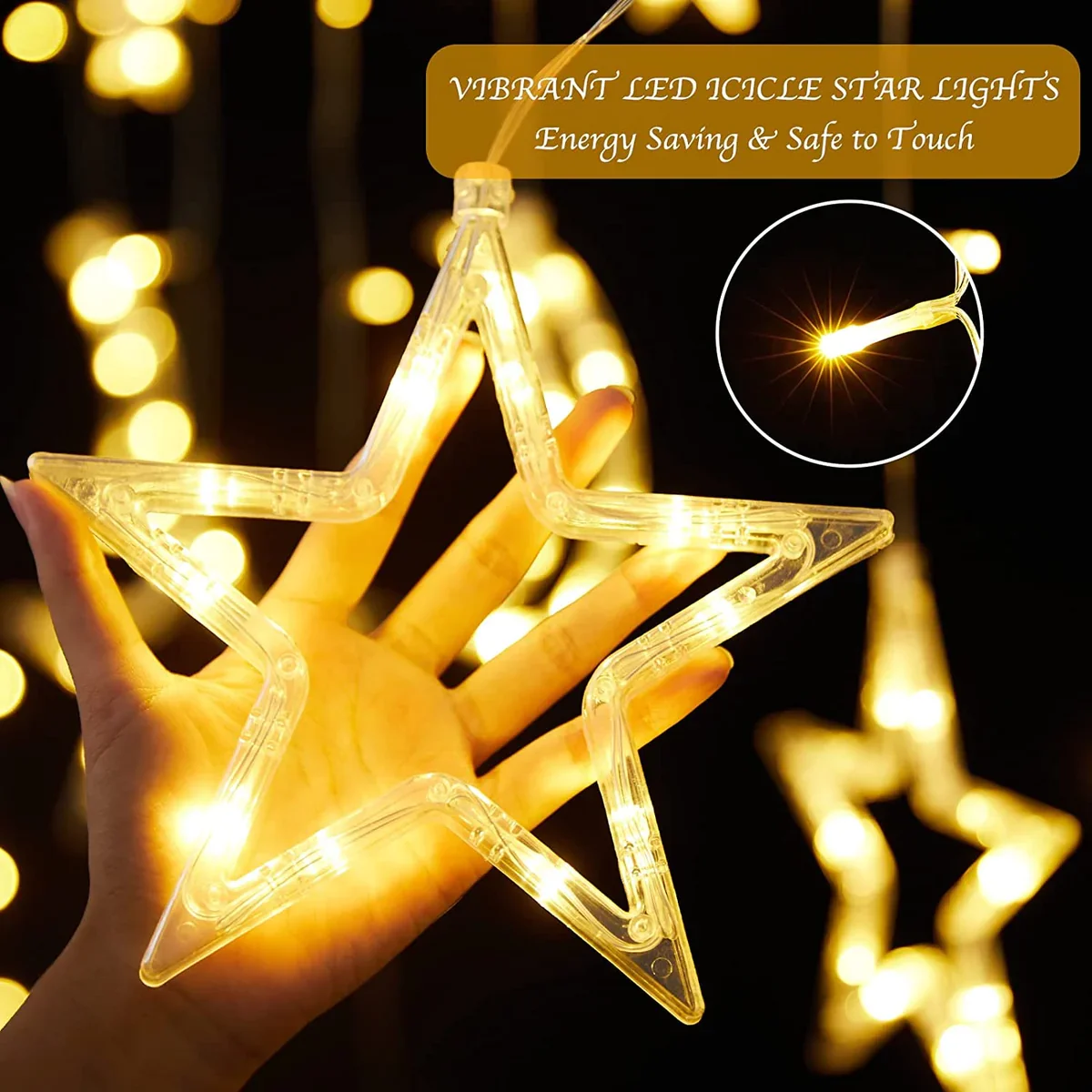 Moon Star Curtain Window Wedding Decorate String Lights Eid Mubarak Ramadan Diwali Holiday Lighting Twinkle Copper NEW YEAR Lamp