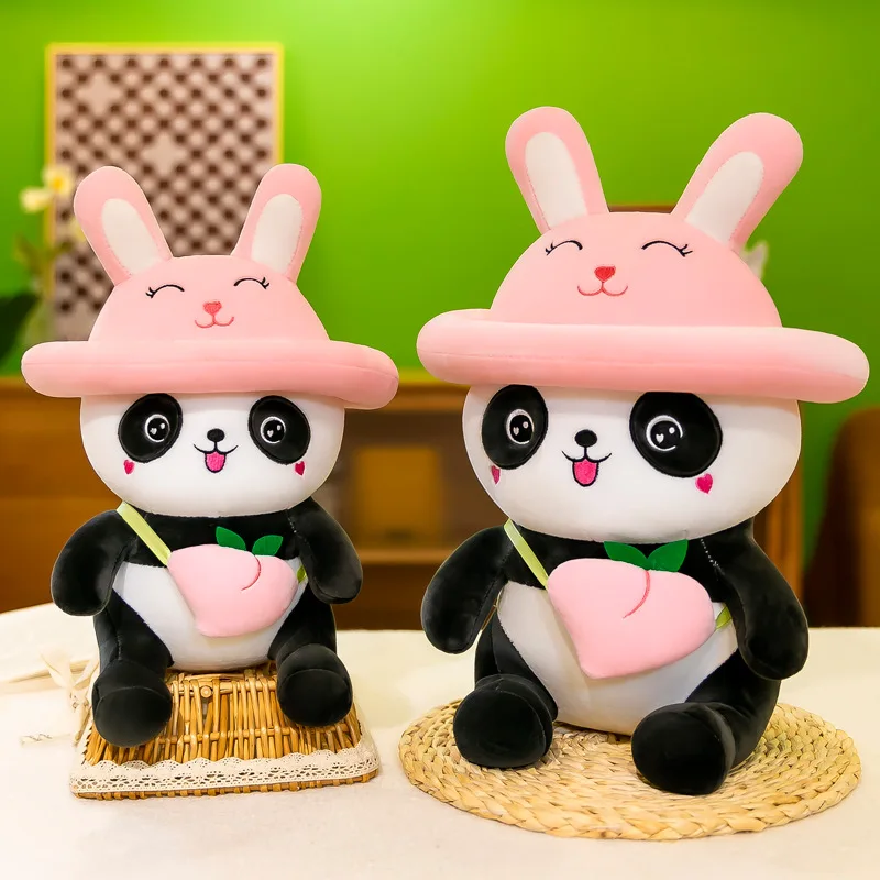 Kung Fu Panda Plush Toy With Peach Giant Size Animal Stuffed Sleeping Bedroom Pillow Plush Panda Soft Toy