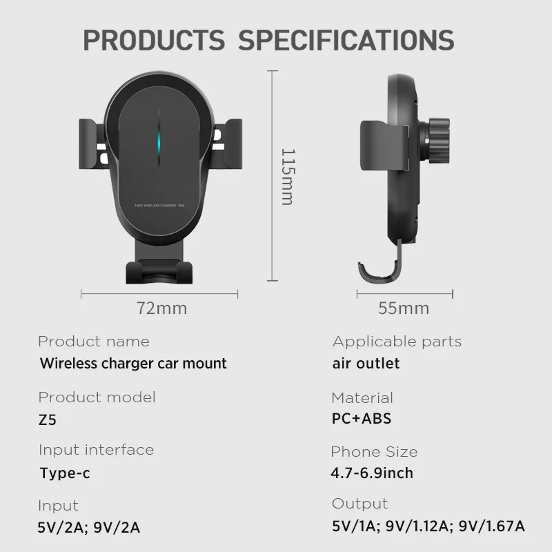 Amazon Top Seller 2022 New Arrival 15w Qi Fast Charging Gravity Mobile Phone Holder Car Wireless Charger