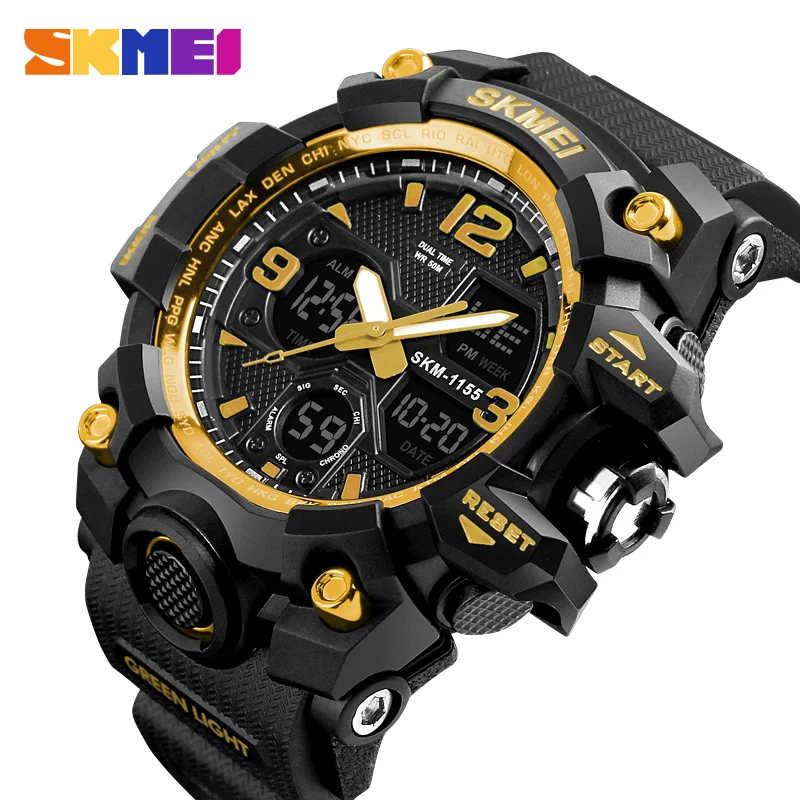 China popular wrist watch supplier Skmei 1155 men analog digital wristwatch sport watch men relojes hombre