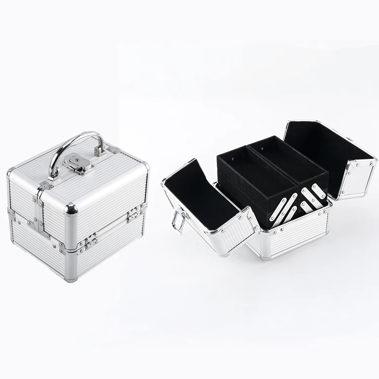 GLARY sliver hard makeup boxes case professional cosmetic portable mini makeup case organizer private label makeup case box