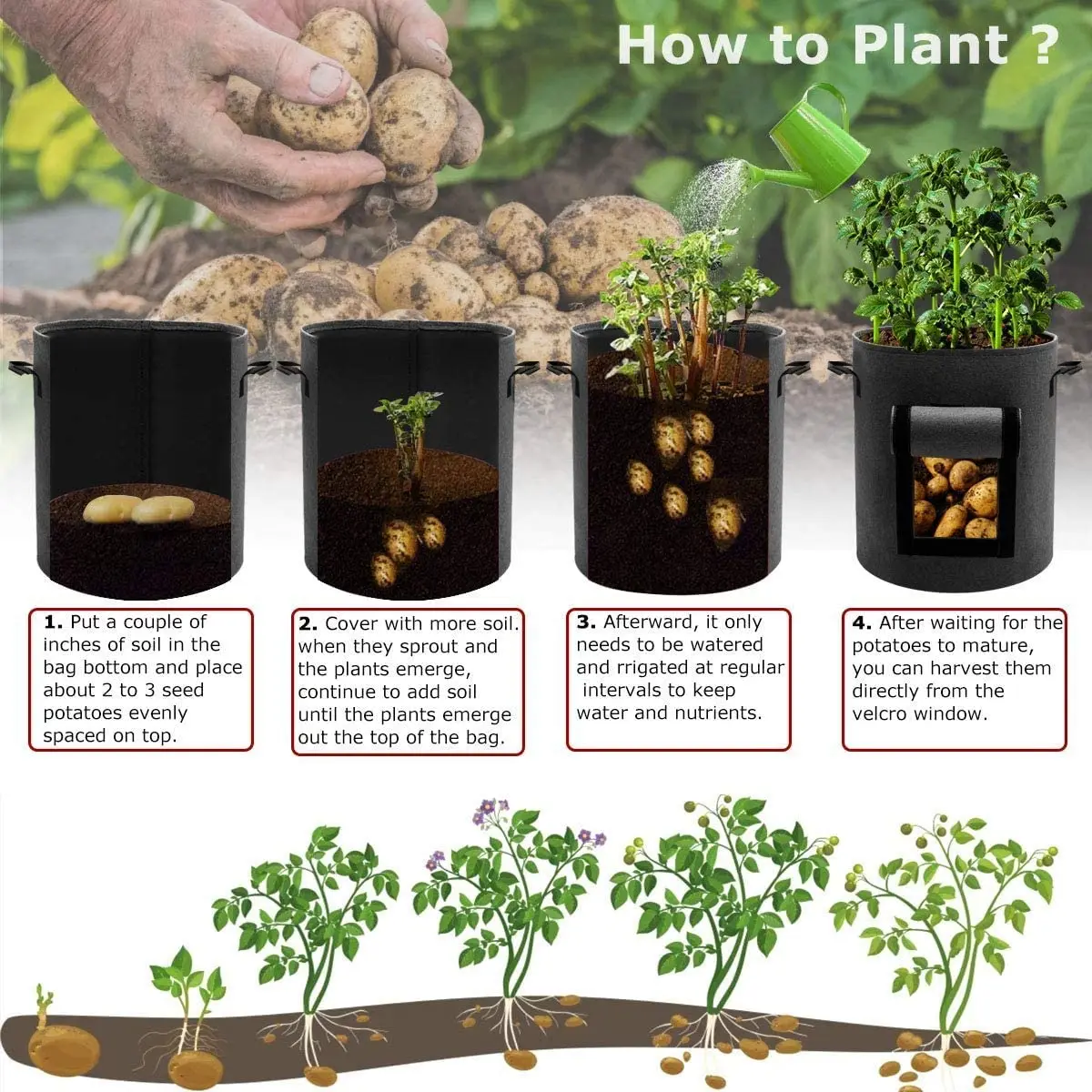 High Quality Fabric Plant Bags Hot Selling Vegetables Grow Bag Suitable for Potato