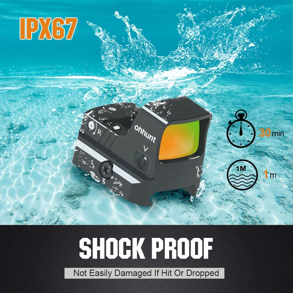 Ohhunt Optics RMSc Low Profile Base Green Dot Reflex Sight Motion Sensor Auto Shut Off Green Dot Scope Hunting