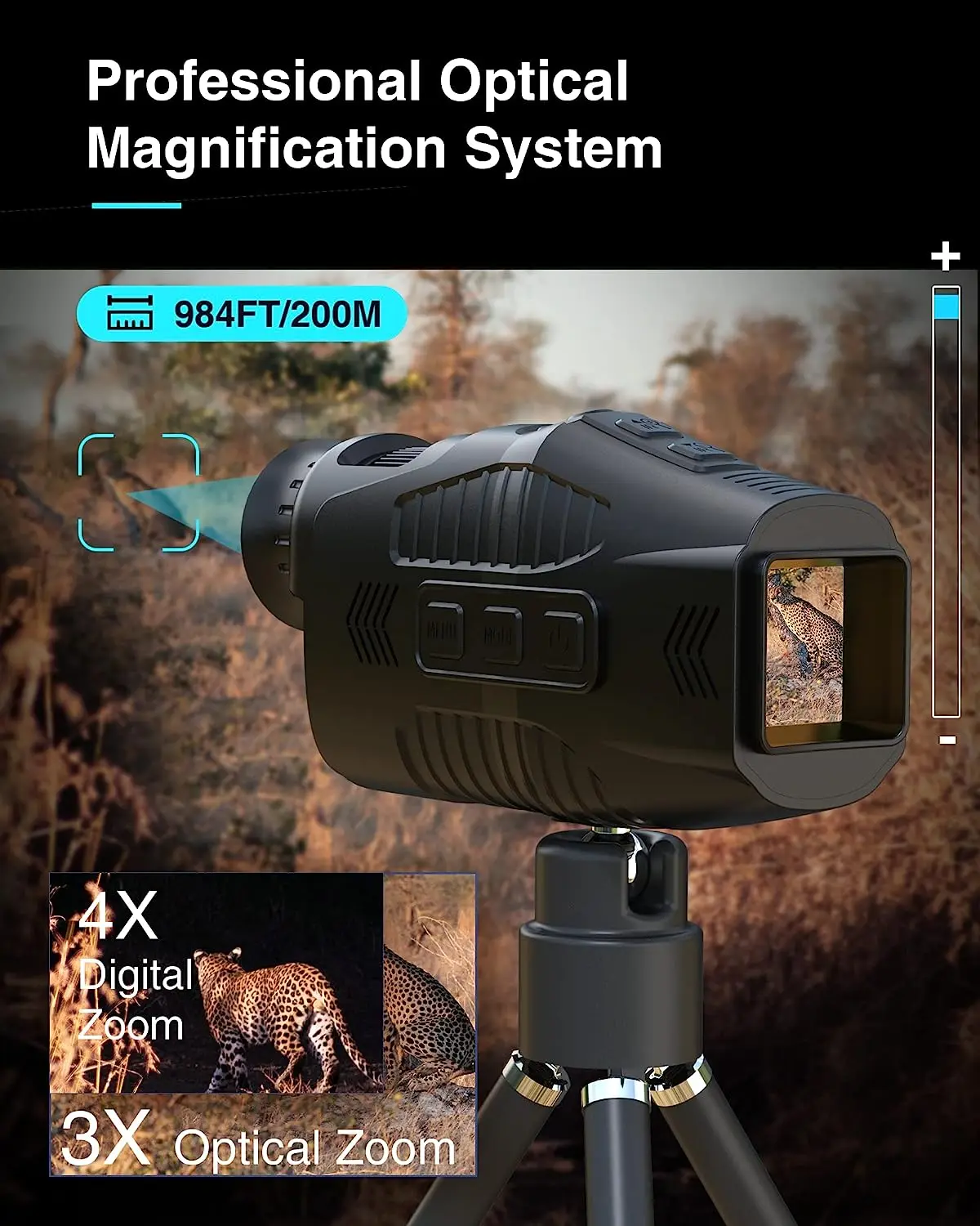 Digital Night Vision Monocular with Infrared Illuminator & Video Recording, 1080P Night Vision  for Hunting, Camping