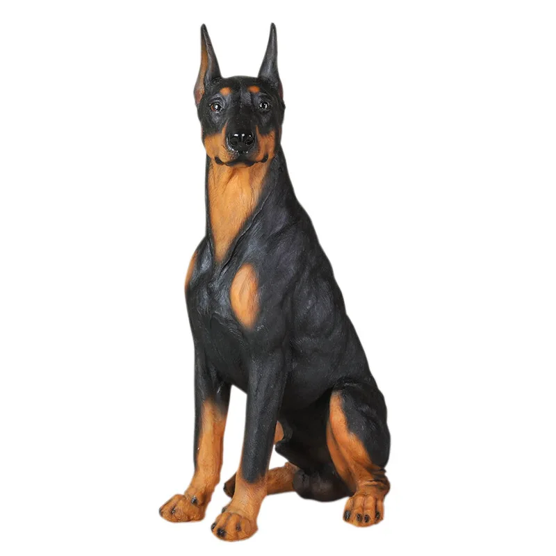 Garden decor simulation sculpture realistic resin watchdog figurine fiberglass artificial lifelike Doberman Pinscher dog statues