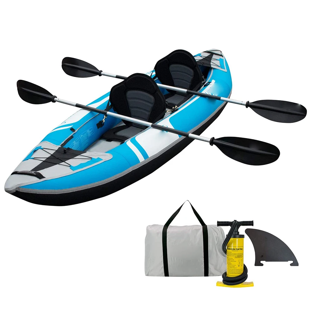 Professional Chinese Supplier Wholesale Heavy Duty PVC Coated Fabric Inflatable Kayak With Two Raised Inflatable Seats