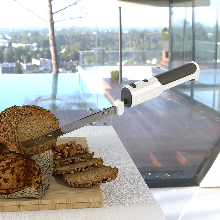 USB Rechargeable Stainless Steel Blades Automatic Kitchen Knives Electric Meat Cake Bread Cutter Knife