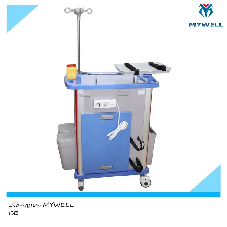 Medical Hospital Stainless Steel ABS Emergency Medical Trolley Cart