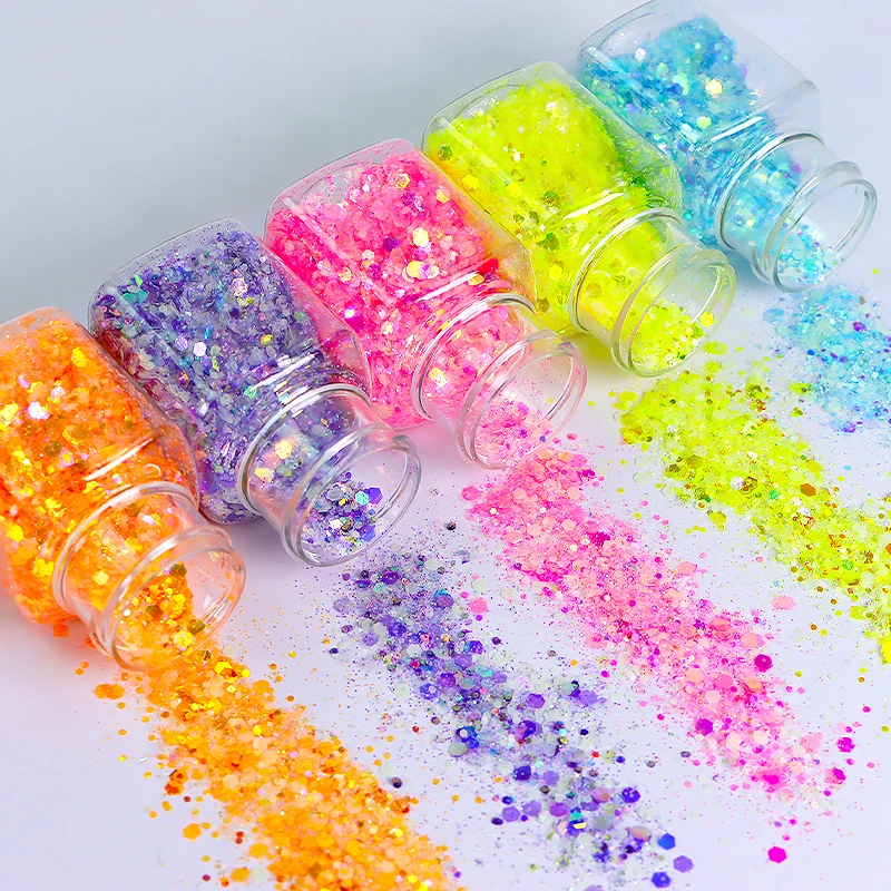 Free sample 12 Colors Nail Art Glitter Epoxy resin DIY Craft Glitter Glow in the dark glitter