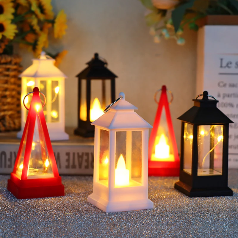 Christmas Mini Lantern with Flickering LED Candles for Indoor Outdoor Wedding Halloween Party Table Centerpiece