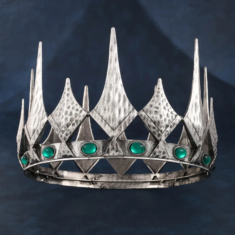 King Male Crown Tiara Headdress Antique Silver gold adult colorful rhinestone alloy vintage crown hair accessories
