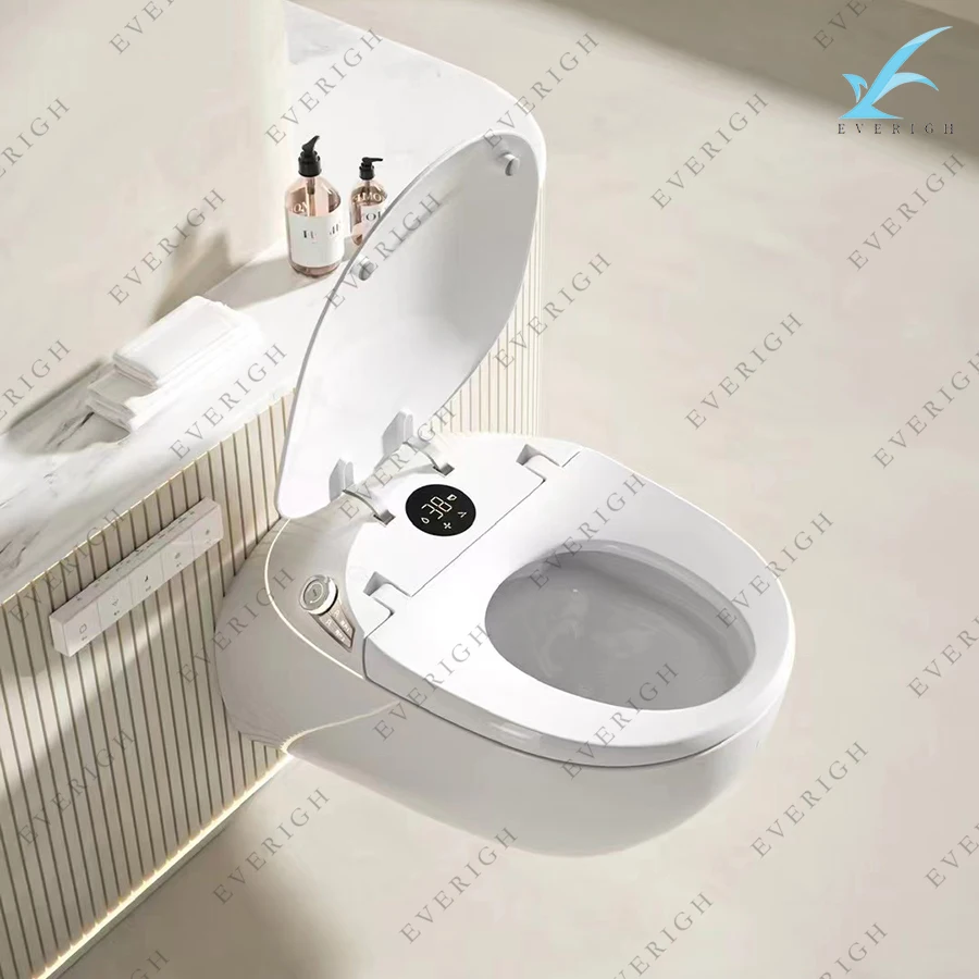 2024 High-end Egg Shape Automatic Sanitary Ware WC Water Closet Bathroom Intelligent Electric Ceramic Wall Hung Smart Toilet