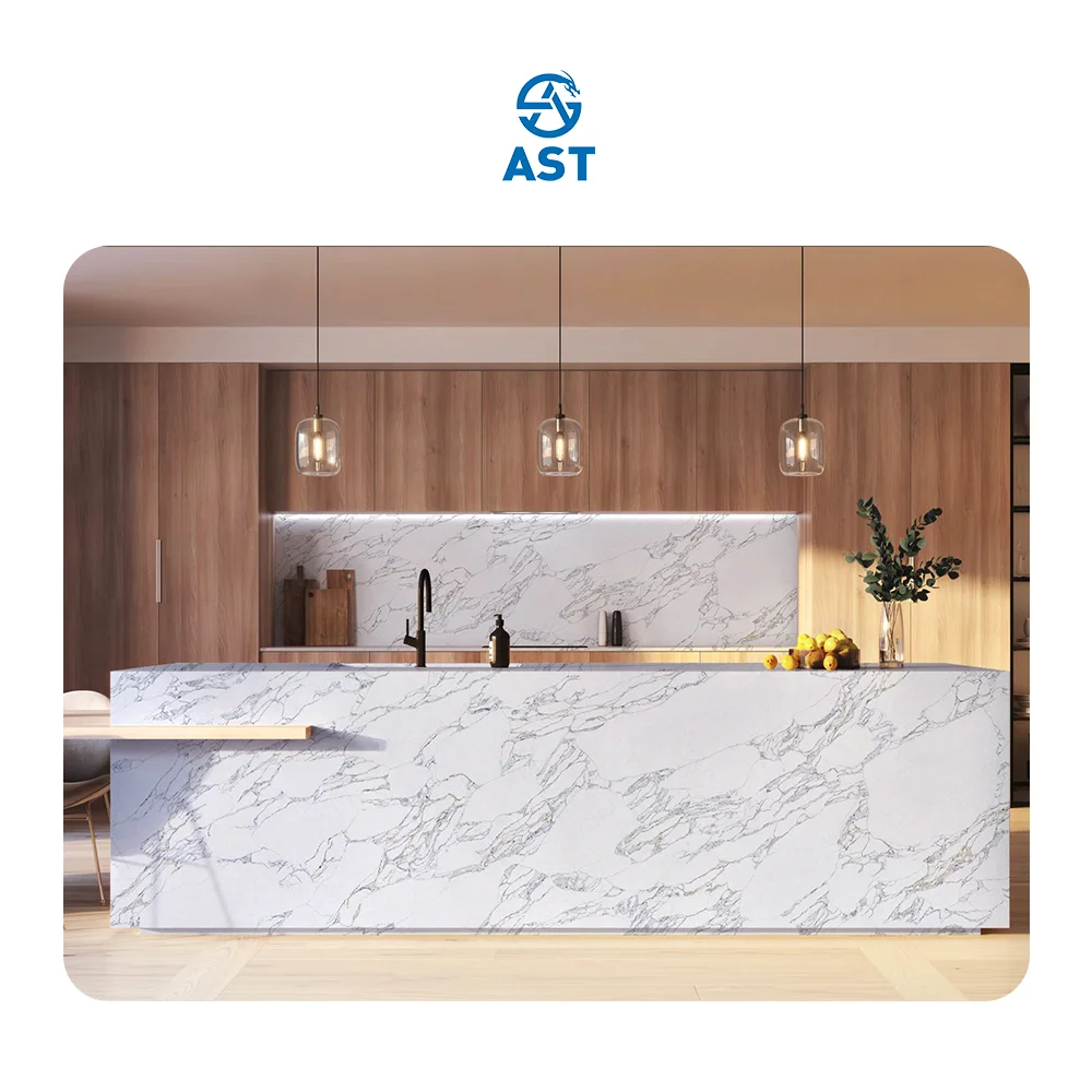 AST OEM/ODM Quartz Cuarzo hot sale  delicate Artificial Stone slab 5118 Arabescato Vagli slabs for kitchen Counter Top